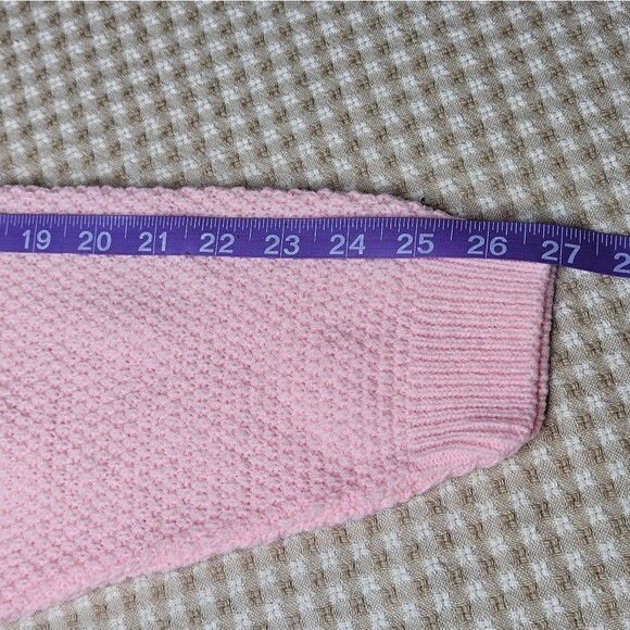 Cuddle Knit Wintuk Pink V Neck Button Up Open Knit Cardigan Sweater Vintage 60s - Picture 10 of 10